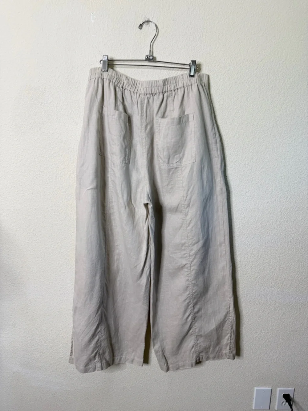 Johnny Was Calme Linen Pull On Pant w Slits Khaki Beige Womens Size L - Picture 8 of 10